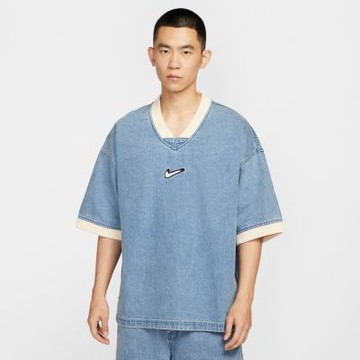 NIKE 耐吉 男 短袖上衣 藍色系-AS M NK DENIM SS TOP NAOS PIN-HV1919436