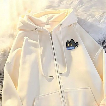 臺灣出貨12H🌈日系卡通塗鴉印花oversize拉鍊開衫衛衣男秋冬季寬鬆顯瘦情侶外套