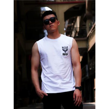 背心男純棉無袖圓領套頭運動休閑健身修身青年男士原創打底衫潮牌