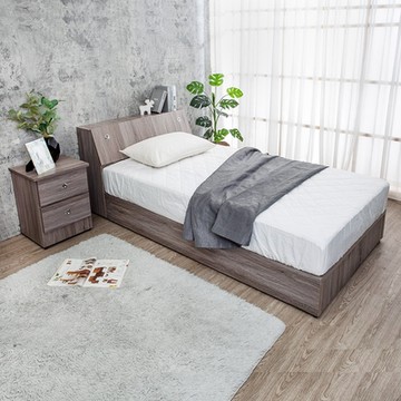 Boden-米恩3.5尺單人床房間組-3件組-床頭箱+六分床底+二抽床頭櫃(古橡色-七色可選-不含床墊)