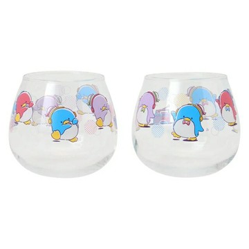 小禮堂 Sanrio 三麗鷗 山姆企鵝 無把玻璃杯2入組 310ml (跳舞企鵝)