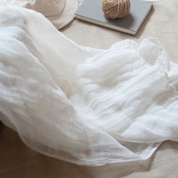 超大超長純白禪舞輕薄亞麻圍巾  瑜伽茶藝配搭藝術白色大圍巾披肩