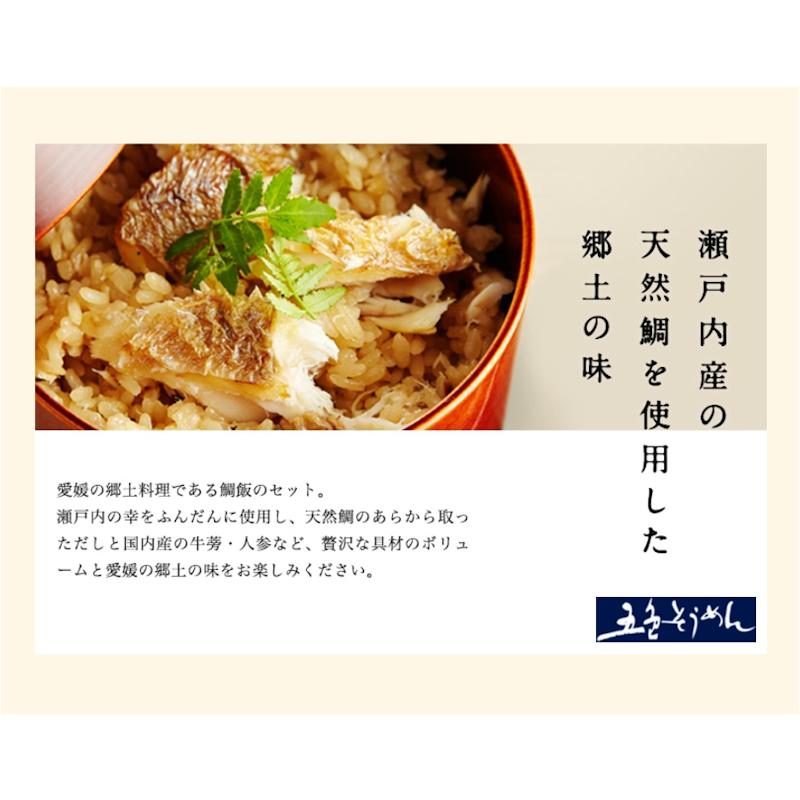 愛媛県五色そうめんの老舗 炊き込み鯛飯1個 刺身鯛飯1個 各２合用 食べ比べセット 合計2セット 五色そうめん直営店