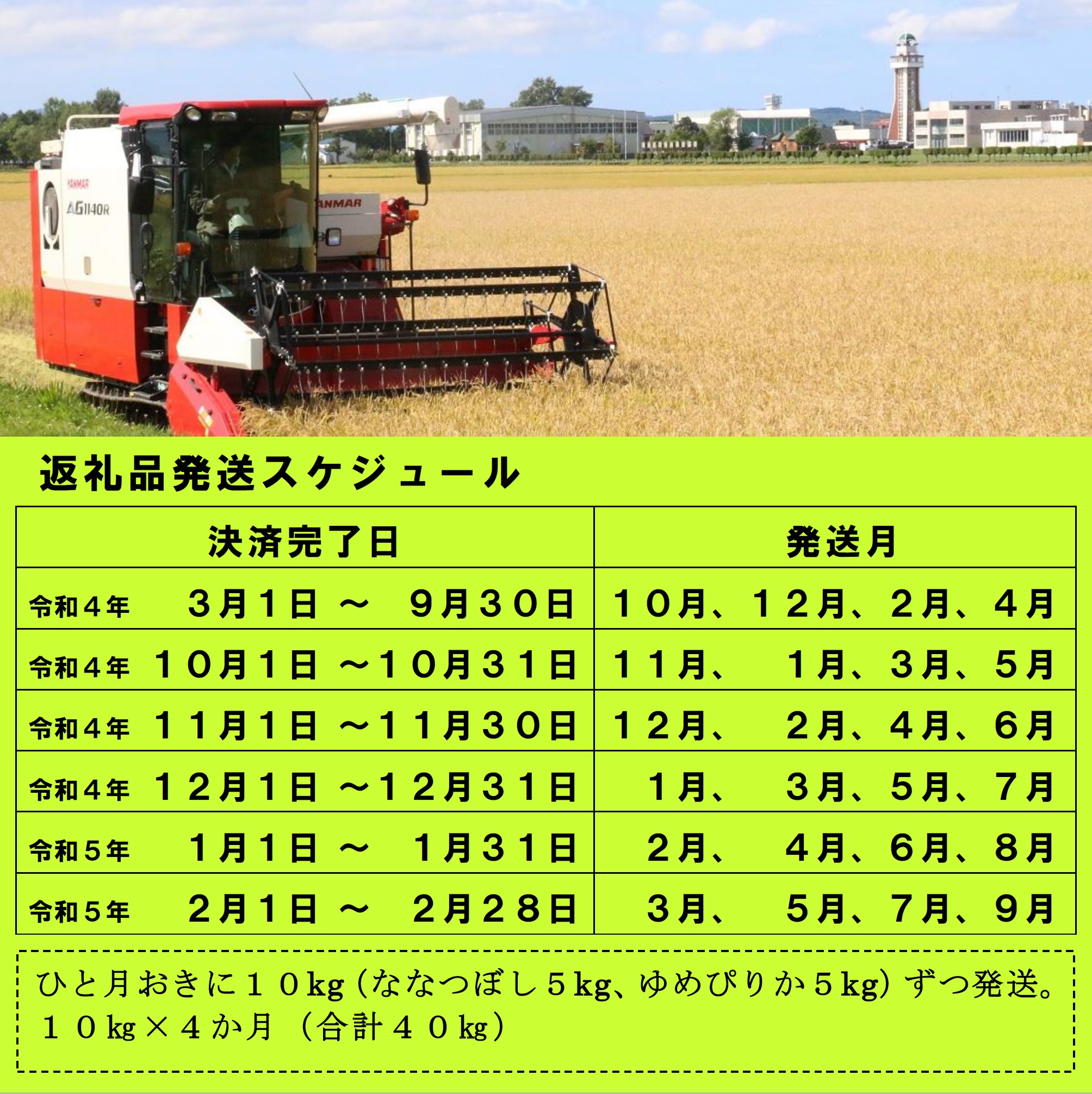 令和5年産ななつぼし＆ゆめぴりか定期便40kg(隔月10kg(各5kg)×4か月)