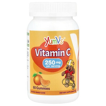 YumVs, 兒童，維生素 C 軟糖，美味橙子，250 毫克，60 粒軟糖