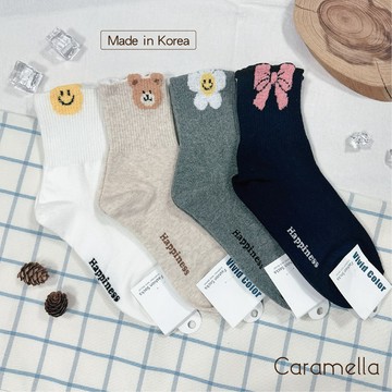 【Caramella】韓國襪 卡通襪 女生襪子 襪子韓國 襪子中筒襪 韓國襪子 襪子 中筒襪 笑臉襪 可愛襪子 女生長襪
