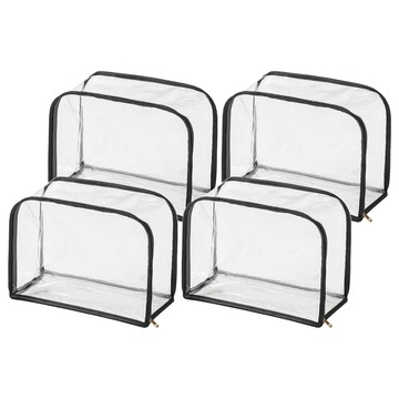 立體透明包包收納袋 優質防水PVC 尼龍材質  黑色 + 透明色  4個