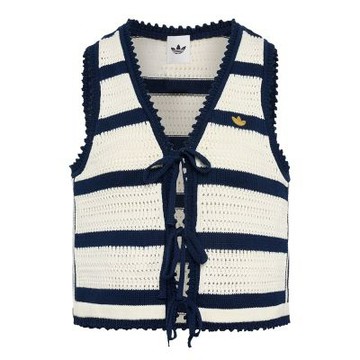 Adidas Resort C Tank 女款 藍白色 網眼編織 V領 綁帶 休閒 無袖 上衣 背心 KX0703