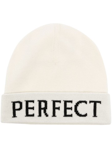 Perfect Moment - logo-intarsia merino wool beanie - unisex - Merino - One Size - White
