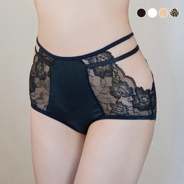 內褲_心跳旋律-性感蕾絲鏤空細帶高腰三角內褲(4色)M-XL