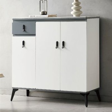 文創集 艾比馬岩板3.3尺三門單抽雙色鞋櫃-100x32x98cm免組