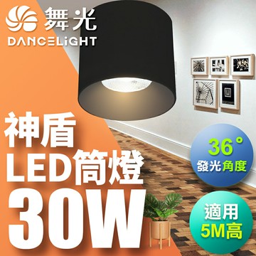 【DanceLight 舞光】30W 神盾 LED筒燈 壓鑄鋁散熱快 全電壓 一體成形 時尚白/貴族黑 2年保固(白光/黃光/自然光)【APP滿額下單10%點數(單一帳號最高5000點)】1/31止