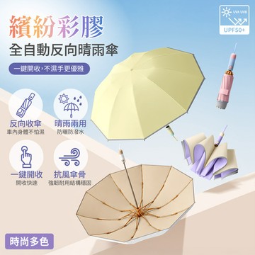 APEX｜ 繽紛彩膠 全自動反向晴雨傘(全自動反向傘、反向晴雨傘、彩膠防曬傘、抗UV雨傘、反向折疊傘)
