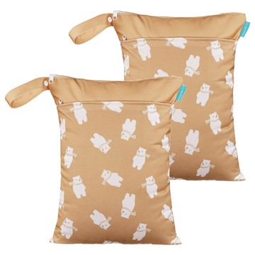 MYUMYUMYU 沐慕家居 防潑水旅行收納袋  30 x 40cm  北極熊收納袋  粉橘+白色 北極熊