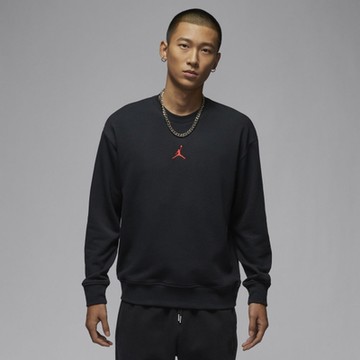 NIKE 耐吉 圓領 刺繡 喬丹 男長袖上衣-黑色 AS M J FLC CREW GCEL-IB5605010
