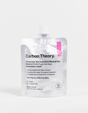 Carbon Theory Charcoal, Tea Tree Oil & Mineral Mud Breakout Control Facial Wet Mask 50ml-No colour