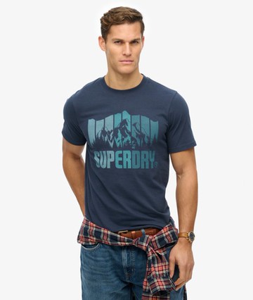 Superdry Men's Mountain Rainbow T-shirt Navy Size: XL