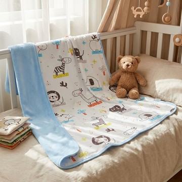 竹纖維三層嬰兒防水隔尿墊 - 大象獅子樂園 棉+竹纖維 100*150公分  1件