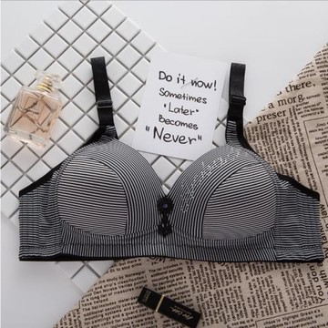 透氣條紋薄款無鋼圈中老年文胸大碼調整聚攏胸罩媽媽性感文胸BC杯