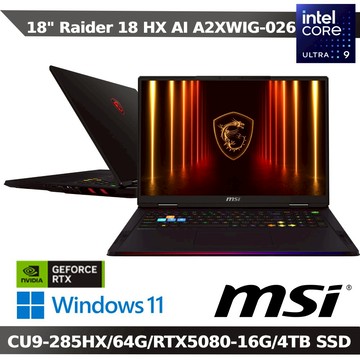【首發預購】【MSI 微星】 Raider 18 HX AI A2XWIG-026TW 18吋電競筆電