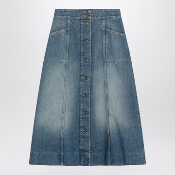 Valentino Garavani Washed Denim Midi Skirt