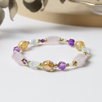 盛夏的普羅旺斯 | A74鈦晶月光石紫水晶水晶手鍊