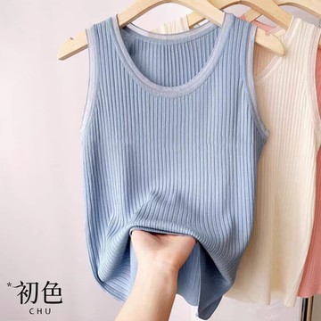 初色 圓領條紋冰絲薄款休閒無袖針織背心上衣-共5色-33614(F可選/現貨+預購)