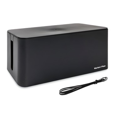 Market Plan 簡約延長線收納盒  黑色  1個