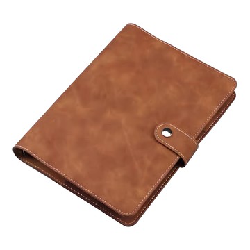 城市漫遊 A6記帳本組 棕色 PU皮革 多功能卡位 金屬扣環 輕巧便攜  1組