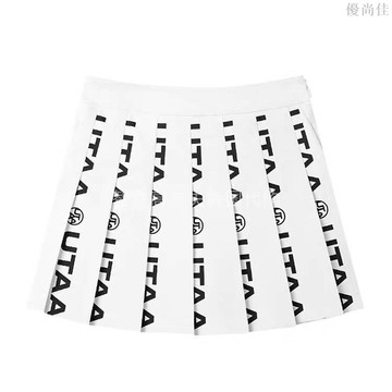高爾夫女裝2024新款時尚印花百褶短裙運動