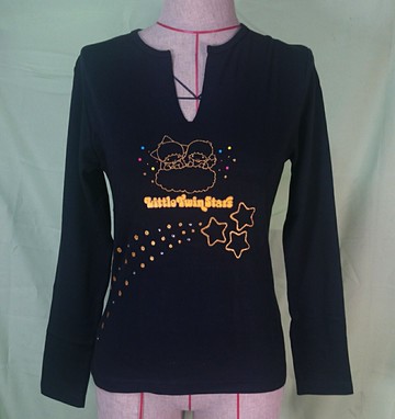 【震撼精品百貨】Little Twin Stars KiKi&LaLa 雙子星小天使 流星T 黑 震撼日式精品百貨