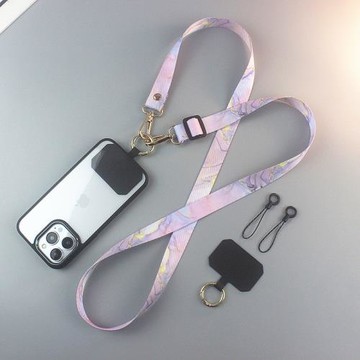 北歐風紫色帆布紋手機掛繩文藝斜挎女款手機繩加長可背手機鏈防丟