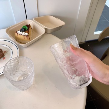 冰川玻璃杯家用日式水杯男早餐杯ins風啤酒杯子果汁咖啡杯泡茶杯
