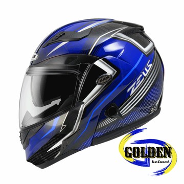 ZEUS 3500 YY7 原色碳纖/藍 碳纖維 可掀式安全帽 可樂帽 汽水帽 (內藏墨鏡)