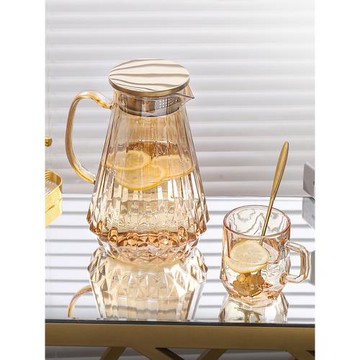 輕奢風水杯家用套裝玻璃喝水帶把杯子家庭客廳水具耐熱茶杯待客用