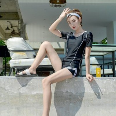 レディース フィットネス 水着 大きいサイズ 半袖 体型カバー スポーツ 水着 競泳水着 2点セット 通販 Lineポイント最大get Lineショッピング