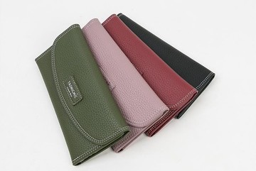 女長皮夾           三福女時尚荔枝紋三折長款錢包錢夾皮夾   瑪麗蘇