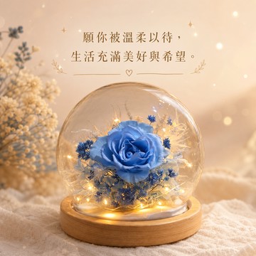 [快速出貨] 【粘粘&Hope花藝坊】 🎀永生玫瑰系列__永生花燈飾（藍色） ♡