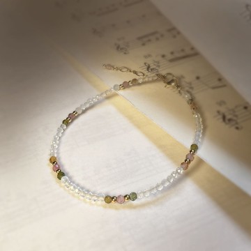 蛋白石316醫療鋼手鍊/碧璽 天然寶石 可戴洗澡 輕奢 不鏽鋼抗敏鋼