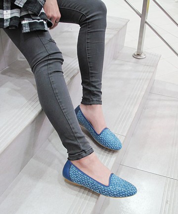 MIT【牛仔布平底鞋-藍/黑】軟底鞋 休閒鞋 不脫膠