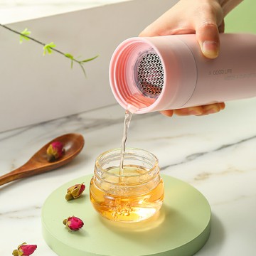 茶水分離泡茶杯316不銹鋼真空保溫杯男士便攜茶杯女士隨手杯玻璃