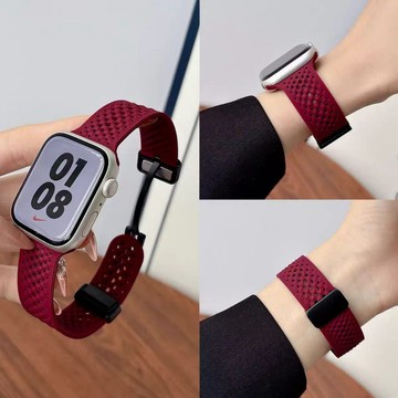 apple watch 錶帶 網洞磁吸扣 適用 蘋果錶帶 apple 10 9 8 7 SE 運動 硅膠錶帶 1P329