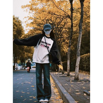 已售9642件💖赤道少女 純棉衛衣 大學t 薄衛衣 長袖上衣 oversize 大學t 潮流衣服 ins風 刷毛 印花