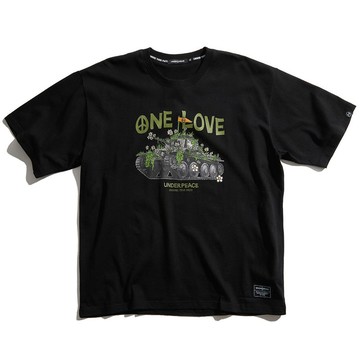 UNDER PEACE 21SS ONE LOVE / TEE 戰車圖像 落肩 短T (黑色)