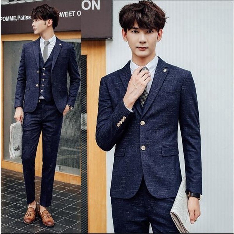 メンズスーツ ビジネススーツ 二次会 スリムスーツ 紳士服 二次会 就活 通勤 3ピーススーツ スーツ メンズ 結婚式 入学式 卒業式 成人式 スリーピース 韓国風 通販 Lineポイント最大0 5 Get Lineショッピング
