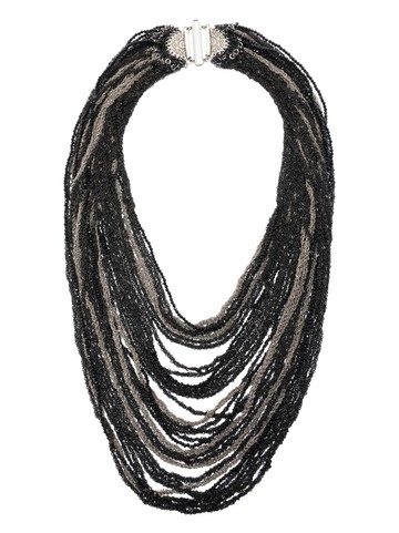 Jean Francois Mimilla - bead-embellished layered necklace - women - Silver - One Size - Black