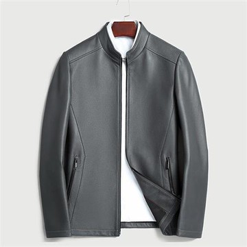 【米蘭精品】真皮皮衣外套-山羊皮立領修身高級商務短款男外套2色74ja22