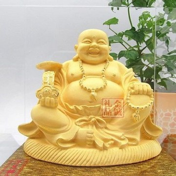 [協貿國際]   絨沙金招財富貴彌勒佛擺件