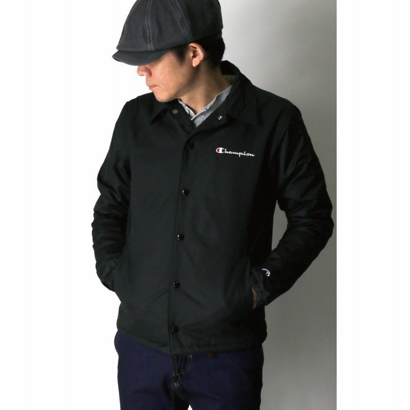 チャンピオン ジャケット コーチジャケット 裏ボア メンズ CHAMPION 正規販売店 C3-Y605 ブラック | BEES HIGH  powered by BASE