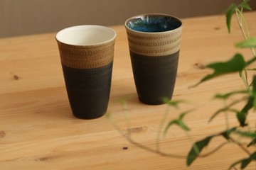 小石原燒自由杯啤酒杯燒酒杯飛鱉花森木釜森山健二
